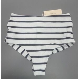 Eberjey High‎ Waist  Swim Bottom Bikini Small Textured Tummy Control Stripes #41